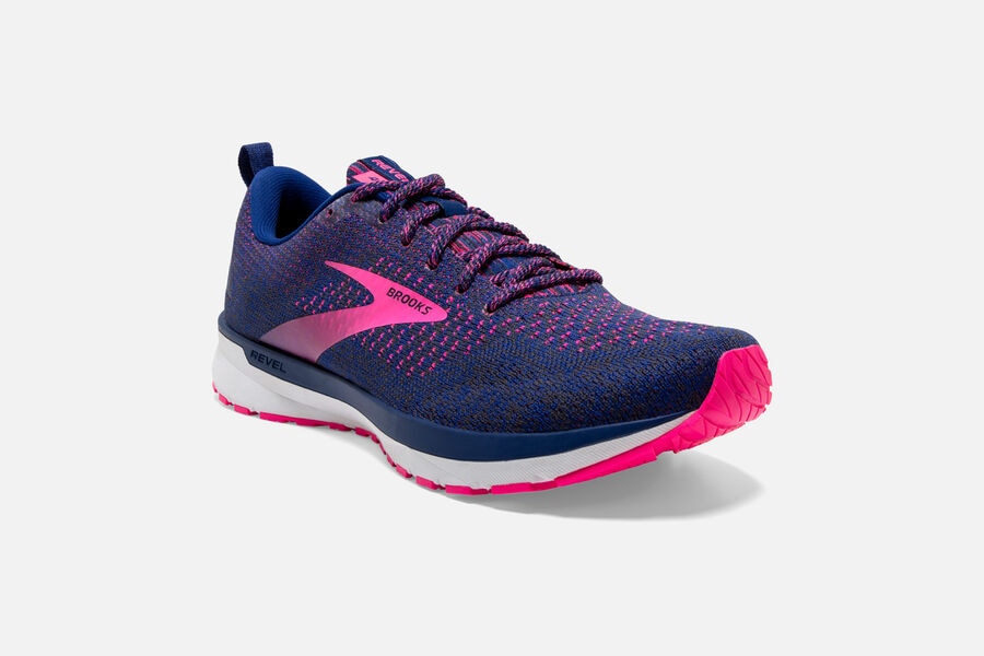 Brooks Revel 4 Road Running Shoes - Womens - Blue/Pink - VJ2658039